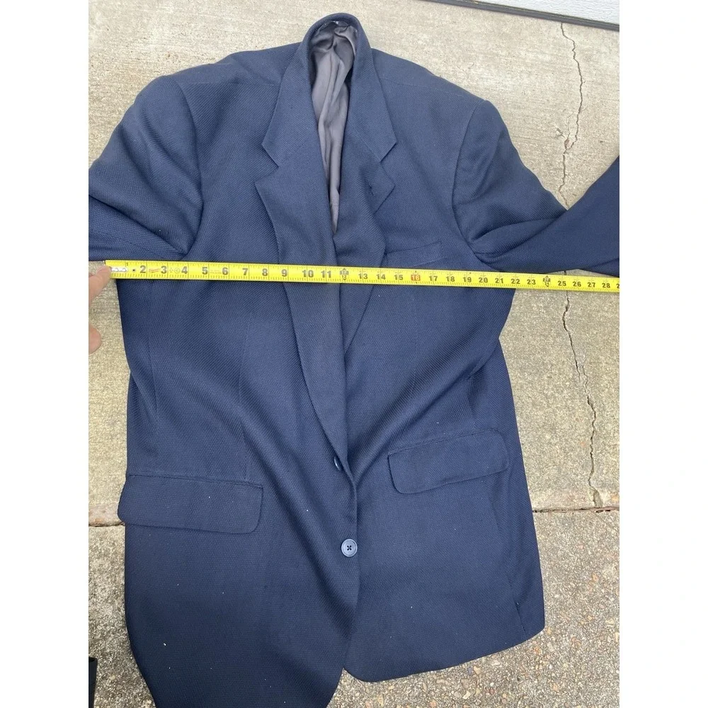 Vintage BURBERRY Pure 100% Silk ITALY Woven Sport Coat Blazer Mens 44R Navy